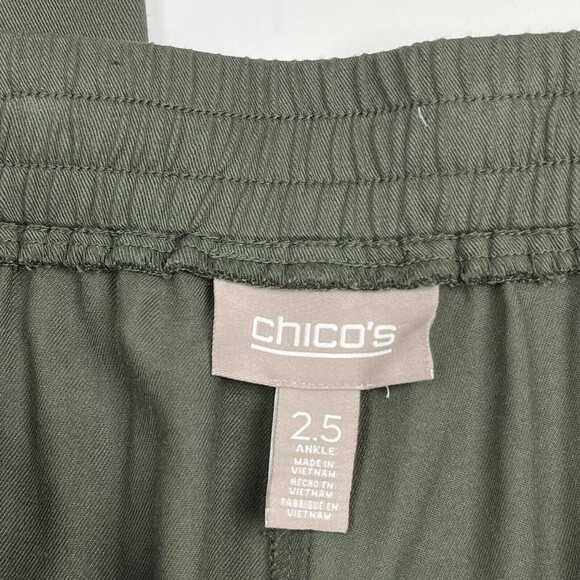 Chicos Women's Green Pull On Cargo Pocket Drawstring Ankle Pants - Picture 8 of 16